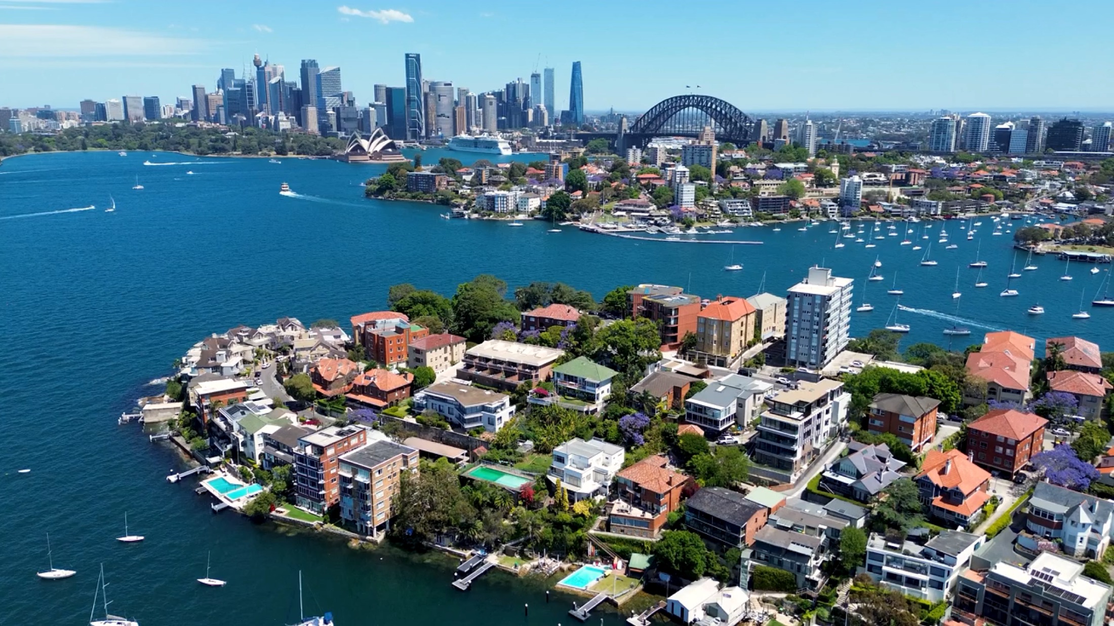 Aerial view of Sydney Harbour