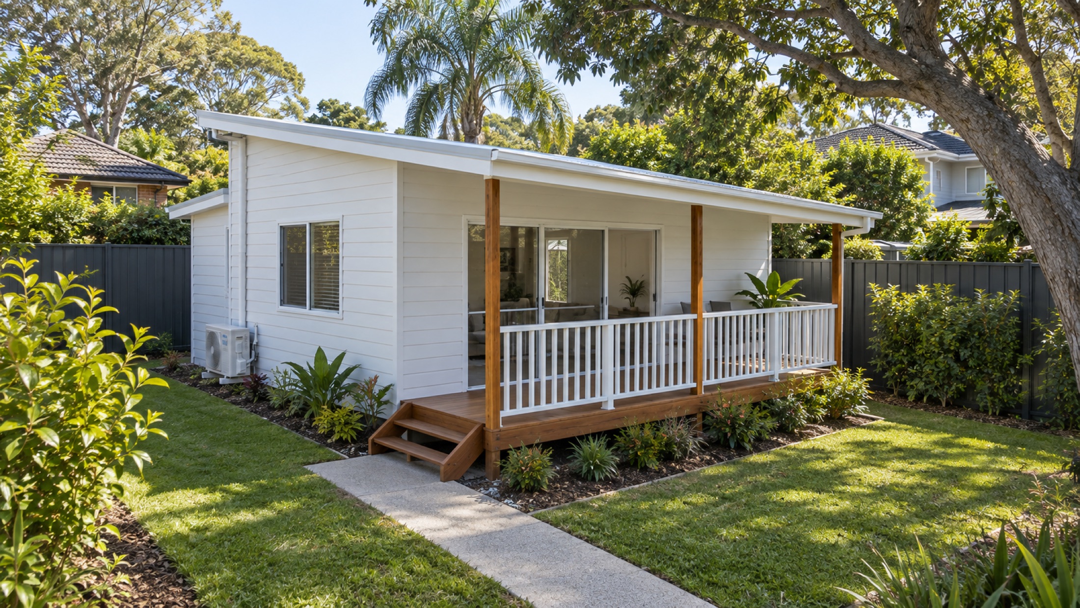 The completed project: one block, two dwellings